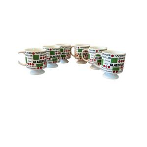 Vtg Holt Howard Christmas Around the World footed espresso/coffee mugs Set of 6